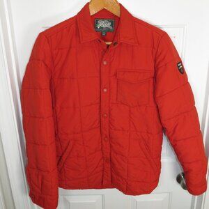 Roots Canada Quilted Puffer Jacket Men's Medium Orange Rust Full Snap